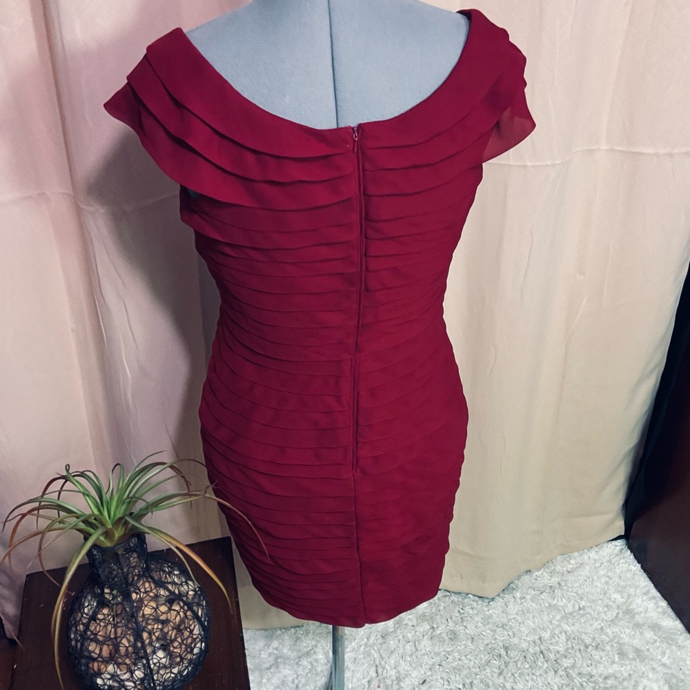 Adrianna Papell Burgundy Layered Dress - Picture 6 of 12